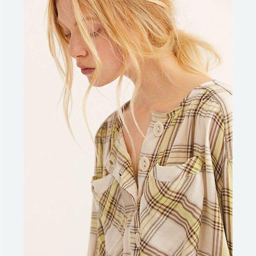 Free People The Good Life Plaid Top